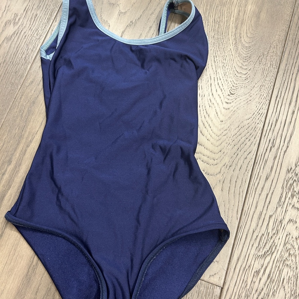 Yumiko Navy Blue Bodysuit with Light Blue Trim - Size Small (Veronica cut)